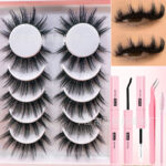 Cross-border bestseller, 6 pairs of false eyelashes, thick and fluffy, source factory - 6 Pink Z05 + Tool Set