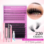 Cross-border e-commerce DIY segmented cluster lashes red box set, long cross dense false eyelashes, factory direct supply for foreign trade TK - Lower + straight + 80 fluffy laser set