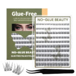 Cross-border Barbie mixed no-glue false eyelashes, European and American thick, large capacity, segmented comic simulation lazy eyelashes - Ten rows no-glue Fishtail mixed size + tweezers (light European style)