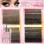 Cross-border best-selling DIY segmented false eyelash kit, Amazon hot-selling large-capacity lash book, voluminous false eyelashes - 32 Rows 50D/60D/80D/100D Gold Dust Lashes Book + Glue Tools