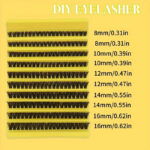 Cross-border 40D brown segment false eyelashes mixed DIY large capacity thick curly self-lash hot melt cluster manufacturer - Yellow 80D10-row MIX