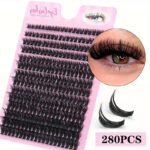 Cross-border 40D brown segment false eyelashes mixed DIY large capacity thick curly self-lash hot melt cluster manufacturer - Pink 14 rows 60D
