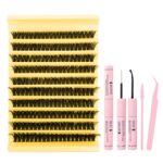 200pcs DIY Lash Clusters OEM ODM Custom Eyelash Supplier - SET-10 rows - yellow [80D] + glue tool set
