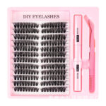 Cross-border bestseller 80D segment false eyelash set, thick and three-dimensional, large capacity, DIY self-application, smoky makeup - 80D set for uneven eyes (glue + tweezers)