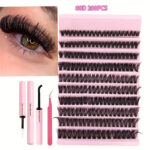 Cross-border segmented hot-melt lash clusters, large capacity DIY segmented single-cluster dense curly black stem self-applied eyelashes - Set 100P MIX