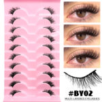 Foreign trade cross-border half-eye style false eyelashes, ten pairs per pack, in stock wholesale, one-piece black band fox-style curled false eyelashes - BY02