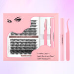 Pingdu Factory New Cross-border False Eyelashes DIY Single Cluster Fluffy Thick Curled欧美 Hot Melt Flower Lashes 60P - 30/40D Fluffy Pink Gift Set