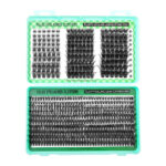 European and American cross-border eyelash book DIY segmented D-curl false eyelashes simulation hot melt cluster lashes self-lash extension kit - JMS-570 Cluster [80+120+150+T50] Green Horizontal Lash Book (Cross-border image package, contact customer service via private message)