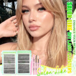 Cross-border best-selling DIY segmented false eyelash kit, Amazon hot-selling large-capacity lash book, voluminous false eyelashes - 32 Row 30/40/50 Green Eyelash Book + Glue Tools