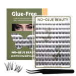 Cross-border Barbie mixed no-glue false eyelashes, European and American thick, large capacity, segmented comic simulation lazy eyelashes - Ten rows no-glue BQ2 + tweezers (light European style)