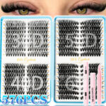 European and American cross-border bestseller false eyelash set 50D/80D/100D single cluster segmented 3D eyelashes wild fluffy - 30D40D50D60D White Card Blue Book Big-Small Eye + Glue + Tweezers + Adhesive Remover