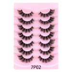 Cross-border bestseller European and American style false eyelashes 7 pairs set, thick, natural, curled, stable supply from cross-border source factory - 7 Pink 02