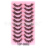 10 pairs one-piece European and American cross-border style false eyelashes, simple, natural, three-dimensional, stable supply from source factory - 10P Pink-0602