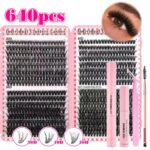 Cross-border European and American eyelash book mixed style false eyelashes 720 clusters large capacity black stem segmented self-lash extension set - A01 eyelash set (ultra-soft bristle material)