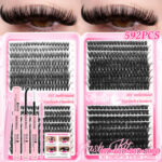 European and American hot-selling butterfly set, large capacity thick style 40D60D80D100D eyelash book tool set - Butterfly base card 406080100D eyelash book + tweezers + brush + glue