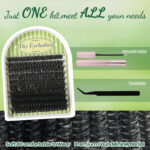 Cross-border bestseller 120-cluster segmented false eyelash set, European and American style C-curled, natural and dense, exquisite boxed lashes - With tools 80P 200 clusters, fluffy (imported material), roots stay together