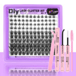 Private Label DIY Lash Cluster Kit Custom Individual Lashes - SET-120 clusters [Purple] + Glue tool set (Customizable for small orders, free cross-border image pack, contact customer service)