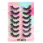 Cross-border bestseller European and American style false eyelashes 7 pairs set, thick natural curly, cross-border source factory false eyelashes - 7-color W23