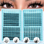 Large Capacity 400 Cluster Lash Book Mixed Segmented Lashes Kit - Maichun Fish Autumn Blue Lash Book