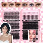 80D200D Fluffy Messy Segmented Doll Lashes 5D 3D Multi-Layer Extension 10-18mm Thick False Eyelashes Lash Book - A12 Set
