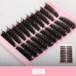 Cross-border 40D brown segment false eyelashes mixed DIY large capacity thick curly self-lash hot melt cluster manufacturer - 100D 10 rows slant MIX
