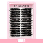 Cross-border 40D brown segment false eyelashes mixed DIY large capacity thick curly self-lash hot melt cluster manufacturer - 100D 12 rows slant MIX