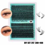 Cross-border new DIY segment eyelashes false eyelashes 100D large capacity D-curve messy thick curly realistic eyelashes - Green single box 30-40