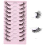 Cross-border cat-eye half false eyelashes, 10 pairs per pack, elongated tail, curled, dense, half-section transparent stem, factory wholesale - BD35
