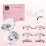 Amazon Best-Selling Eyelash All-in-One Box 3D Hard Stem European and American Thick Magnetic Eyelashes One-Piece Clip Set - Pink Gift Set + Clip
