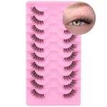 Cross-border cat-eye half false eyelashes, 10 pairs per pack, elongated tail, curled, dense, half-section transparent stem, factory wholesale - BD13