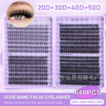 Cross-border bestseller 20D/30D/40D/50D 640 clusters lash book large capacity false eyelashes D curl source factory - All purple grid - 2345 lash book