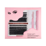 Cross-border best-selling DIY segment false eyelashes kit with dual-head glue and large capacity single-cluster false eyelashes gift box design - 12 Rows 60D Fluffy Pink Packaging Lashes