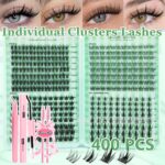 Amazon Cross-Border Best-Selling False Eyelash Set, Wheat Spike Pure Wild Autumn Maple Leaf Triple Fishtail, Large Capacity Hot Melt Cluster Lashes - Mai Chun Yu Qiu Green + Glue + Tweezers + Two Brushes